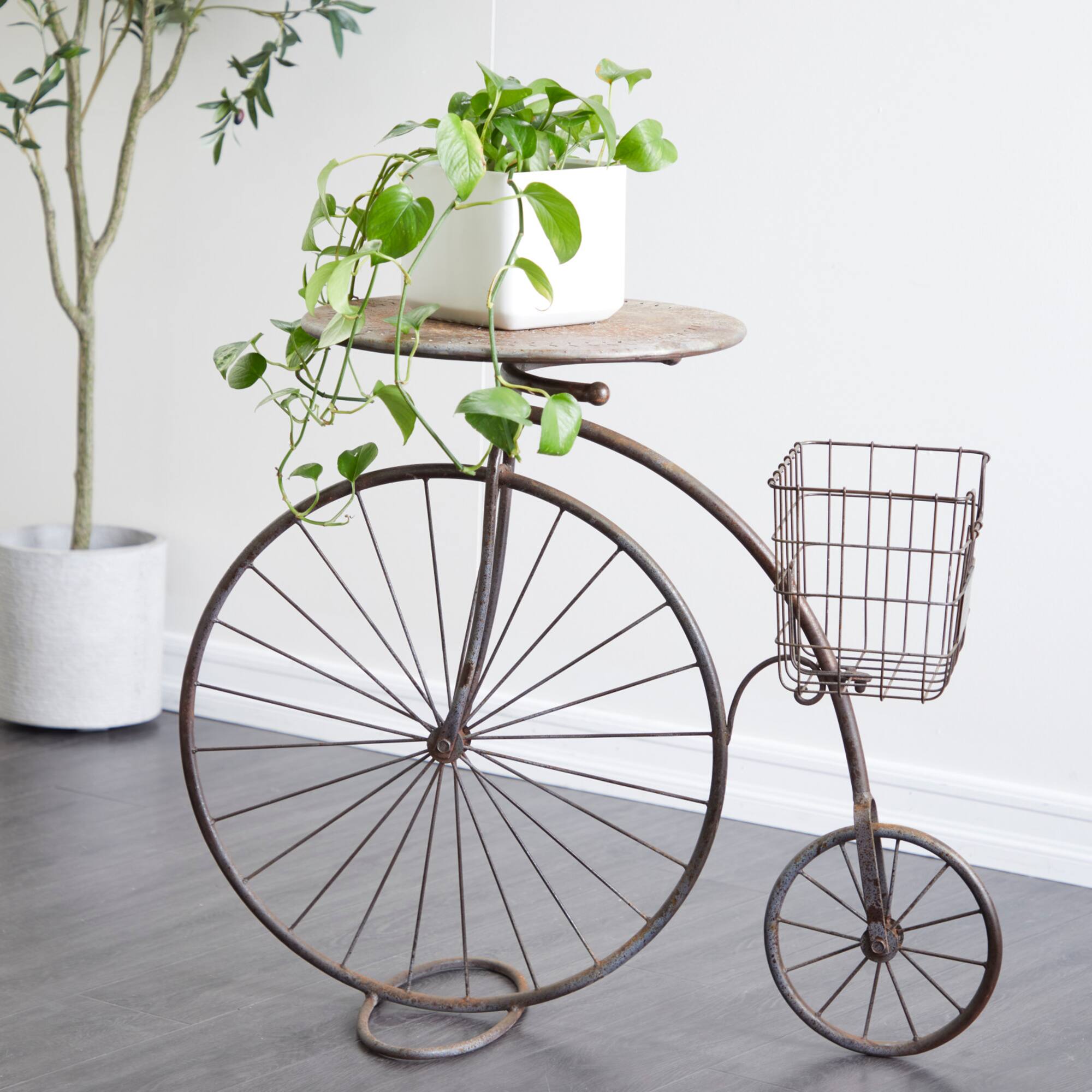 Brown Metal Farmhouse Plantstands, 30" x 36" x 18"